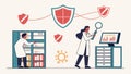Cyber security team, data protection illustration vector design Generative AI