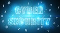 Cyber security text hologram 3D rendering