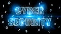 Cyber security text hologram 3D rendering