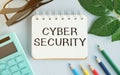 Cyber Security text on sticky notes with office Royalty Free Stock Photo