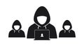Cyber Security Threats Hacker Group with Laptop, vector design Generative AI Royalty Free Stock Photo