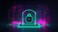 Cyber Security Unleashed: Embracing the Strength of the Padlock in a Synthwave & Retrowave Style