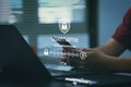 Cyber ??security. User logs in with password and voice command.