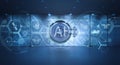 Cyber security with vault door and ai technology network