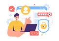 Cyber Security Vector Illustration of Data Protection, Safety Measures, and Secure Systems for Networks, Internet, and Backup