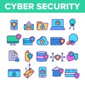 Cyber Security Vector Thin Line Icons Set Royalty Free Stock Photo