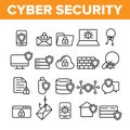 Cyber Security Vector Thin Line Icons Set Royalty Free Stock Photo