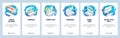 Cyber security, virus attack, coding, domain, isometric icons. Mobile app onboarding screens. Menu vector banner