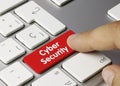 Cyber security - Inscription on Red Keyboard Key. Royalty Free Stock Photo