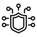 Cyber shield icon, outline style