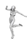 Cyber soldier female running side view