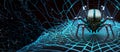 Cyber spider on microchip networked on a digital data, make web mesh, artificial intelligence AI generative Royalty Free Stock Photo