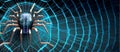 Cyber spider on microchip networked on a digital data, make web mesh, artificial intelligence AI generative Royalty Free Stock Photo
