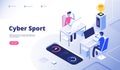 Cyber sport. Gamer tournament stream esports online video game with computer console 3d games vector concept
