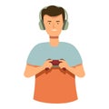 Cyber sportsman icon cartoon vector. Man play video games Royalty Free Stock Photo