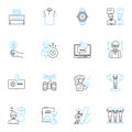 Cyber study linear icons set. Cybersecurity, Hack, Phishing, Encryption, Malware, Firewall, Cybercrime line vector and