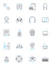 Cyber systemization linear icons set. Security, Nerk, Automation, Integration, Interface, Analytics, Efficiency line Royalty Free Stock Photo