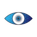 Cyber technology lens security logo. Digital robot eye icon. Vector illustration