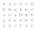 Cyber Technology linear icons set. Encryption, Firewall, Malware, Hacking, Phishing, Passwords, Cybercrime line vector