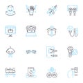 Cyber Technology linear icons set. Encryption, Firewall, Malware, Hacking, Phishing, Passwords, Cybercrime line vector