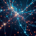 Cyber Technology Web: Futuristic Network of Glowing Strands and Interconnected Circuits