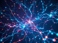 Cyber Technology Web: Futuristic Network of Glowing Strands and Interconnected Circuits