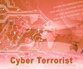 Cyber Terrorist Extremism Hacking Alert 2d Illustration