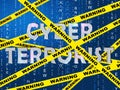 Cyber Terrorist Extremism Hacking Alert 2d Illustration