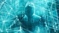 Cyber threats in cyberspace, computer digits, artificial intelligence processing algorithm computer science background graphic Royalty Free Stock Photo