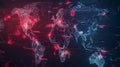 Cyber Threats and Digital World Map Illustration with Data Visualization Royalty Free Stock Photo