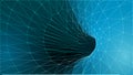 Cyber tunnel time jump sci-fi concept. 3D speed movement mesh grid digital cyber abstract movement. Geometric circle
