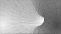 Cyber tunnel time jump sci-fi concept. 3D speed movement mesh grid digital cyber abstract movement. Geometric circle
