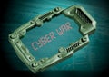 Cyber war Concept. Futuristic sci-fi communicator with transparent screen Royalty Free Stock Photo