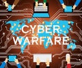 Cyber Warfare Hacking Attack Threat 2d Illustration