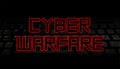 Cyber Warfare text over black keyboard illustration