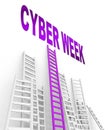 Cyber Week Sales Ladder Means Weekly Sales Discounts And Promotions - 3d Illustration