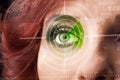 Cyber woman with modern military target eye Royalty Free Stock Photo