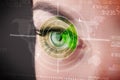 Cyber woman with modern military target eye Royalty Free Stock Photo