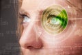 Cyber woman with modern military target eye Royalty Free Stock Photo