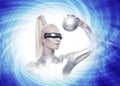 Cyber woman with a silver ball Royalty Free Stock Photo