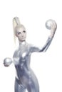 Cyber woman with silver balls Royalty Free Stock Photo