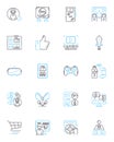 Cyber world linear icons set. Encryption, Hackers, Malware, Firewall, Phishing, Cyberbullying, Passwords line vector and