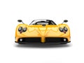 Cyber yellow concept luxury sports car - front view - low angle