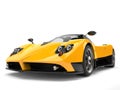 Cyber yellow modern luxury sports car - headlight closeup shot