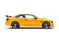 Cyber Yellow modern sports race car - side view Royalty Free Stock Photo