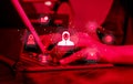 Cyberattack, cybercrime, data system hacking and fraud and security attack concepts. Hacker and scam icons show virtual screen