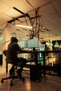 Cyberattack, hacker running malware code on computer, hacking database