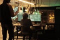 Cyberattack, hackers running spyware code on computer screen Royalty Free Stock Photo
