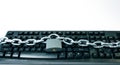 Cyberattack by internet network, office computer keyboard chain and padlock Royalty Free Stock Photo