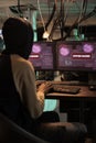 Cyberattack, system hacked warning on screen, computer security technology Royalty Free Stock Photo